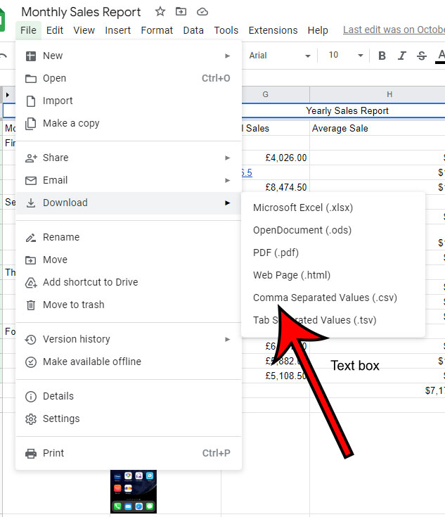 how to save a Google Sheets file as a CSV